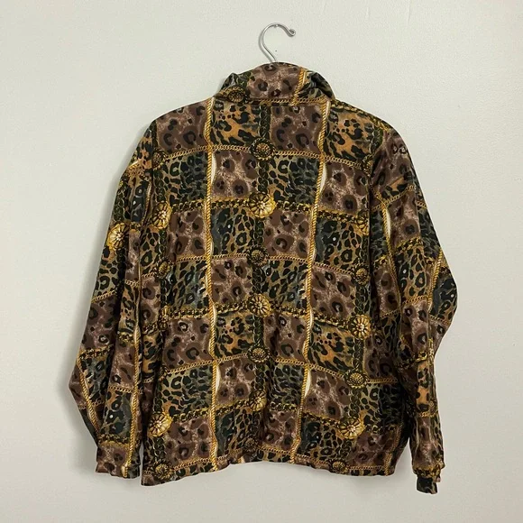 Stunt collections vintage leopard animal print silk bomber jacket small - Picture 2 of 8